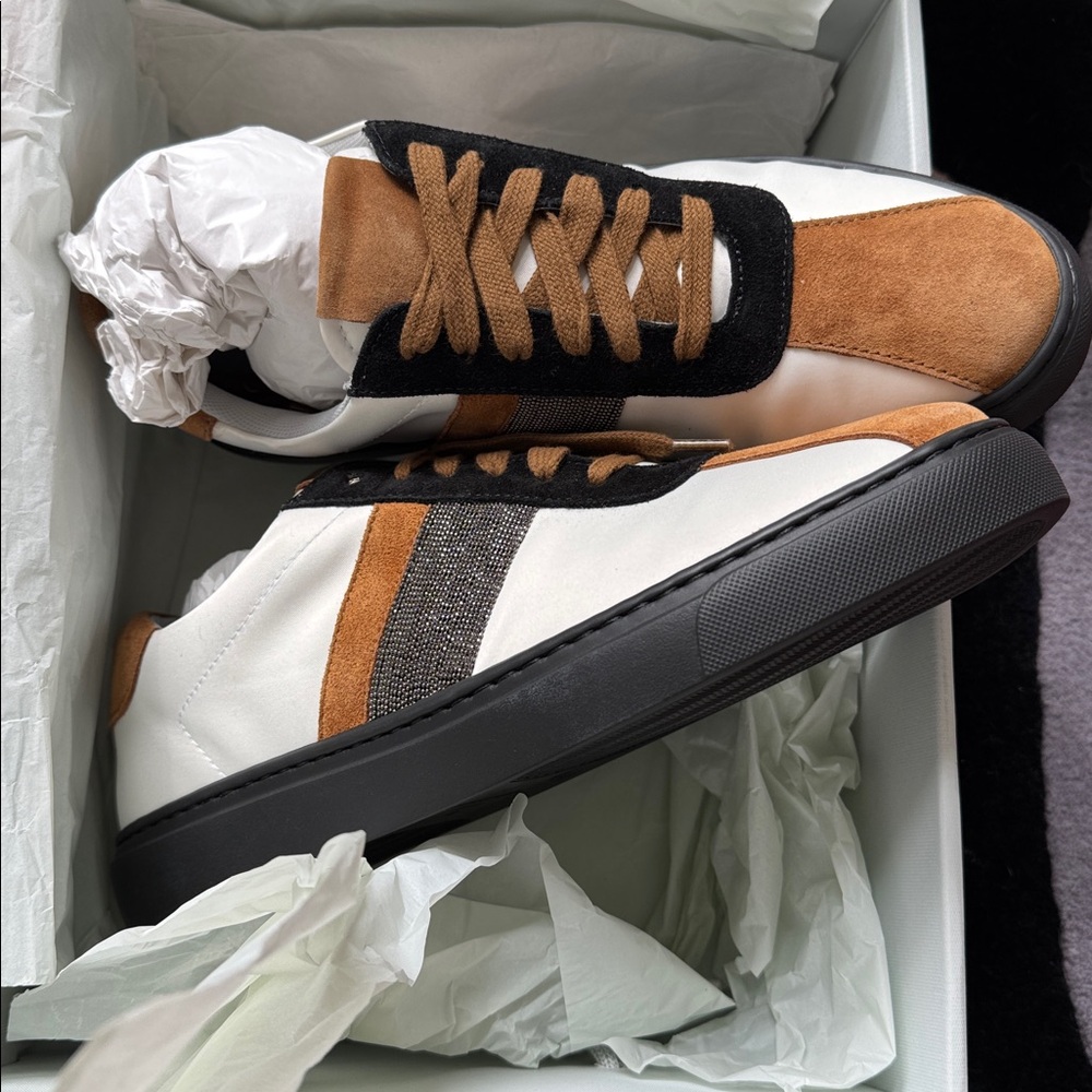 🎁 New Fabiana Filippi monili suede satin sport shoes sneakers 40 9.5 9 Cucinelli